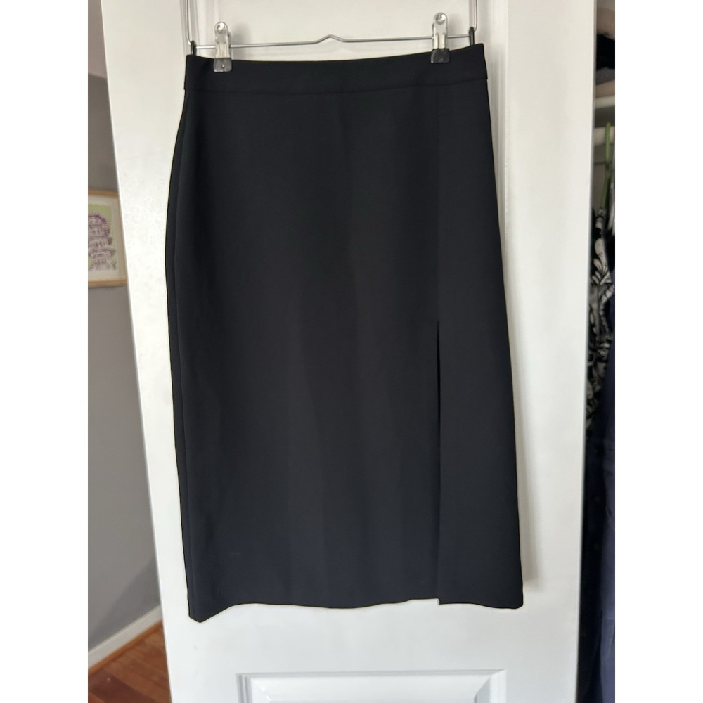 Wilfred Aritzia Black Pencil Midi Skirt Side Slit Size 6
